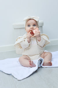 Frill sleeve romper and bow head band