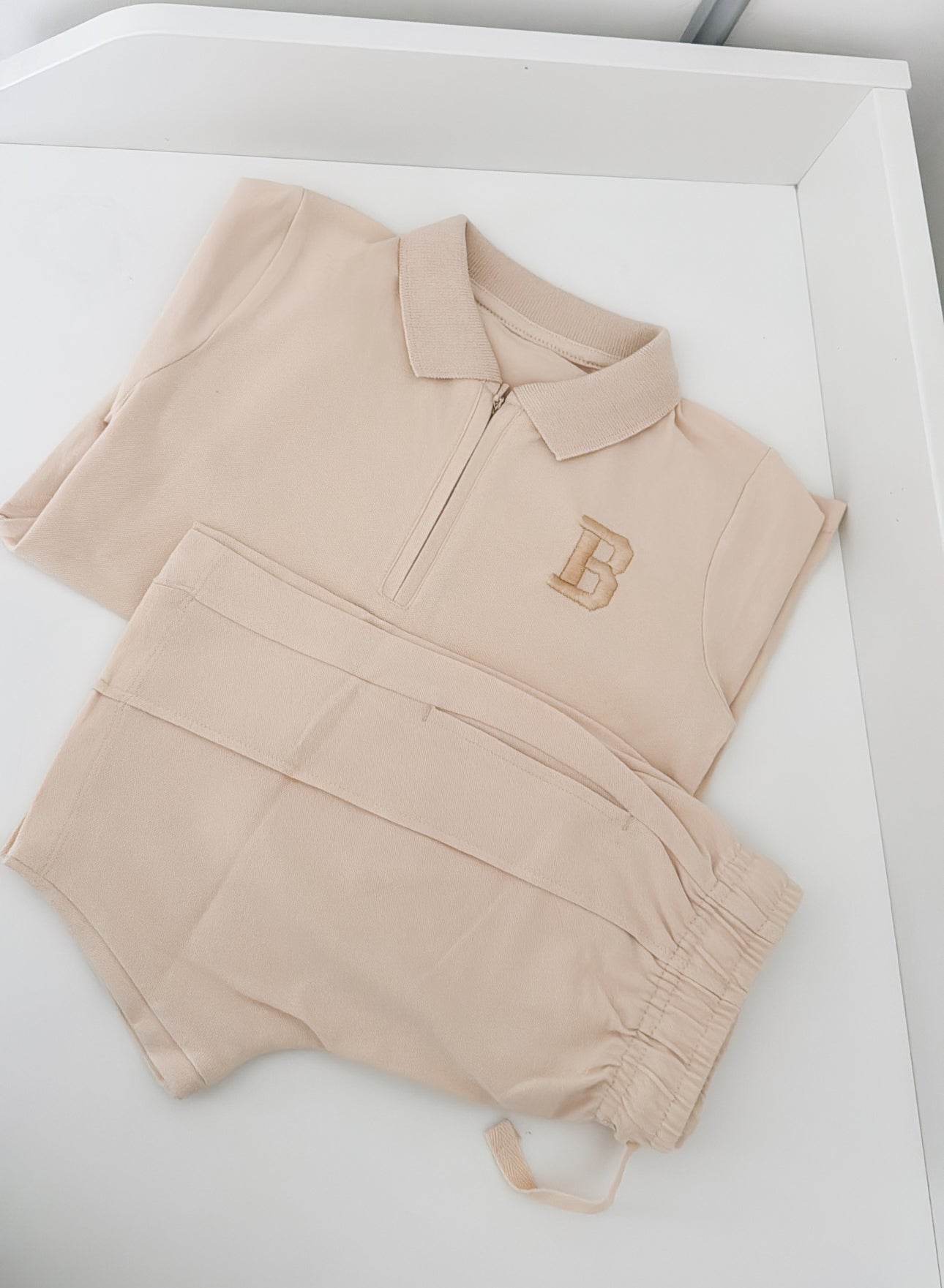 Quarter zip shorts set