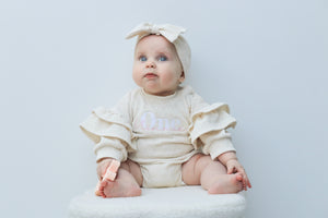 Frill sleeve romper and bow head band