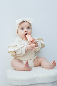 Frill sleeve romper and bow head band