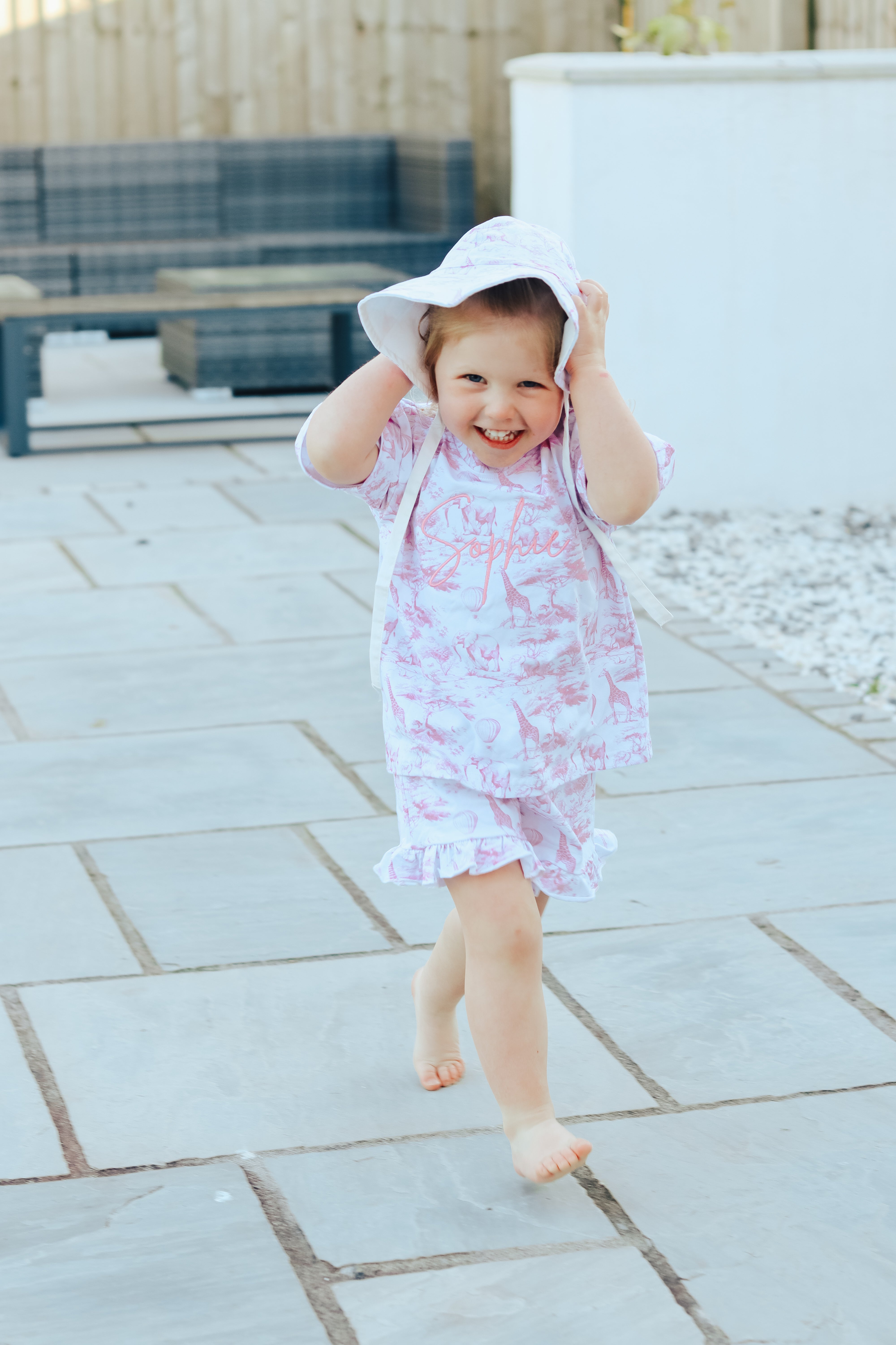 Pink Frill safari shorts set