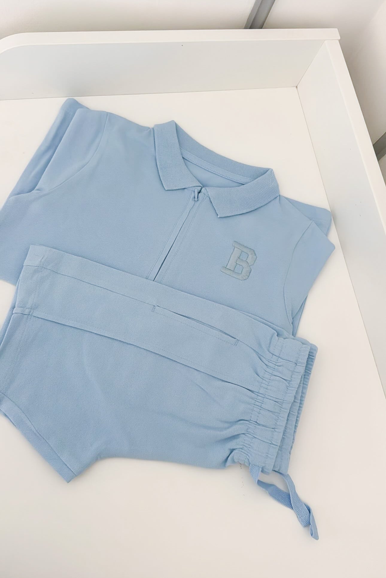 Quarter zip shorts set