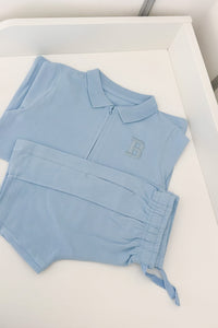 Quarter zip shorts set