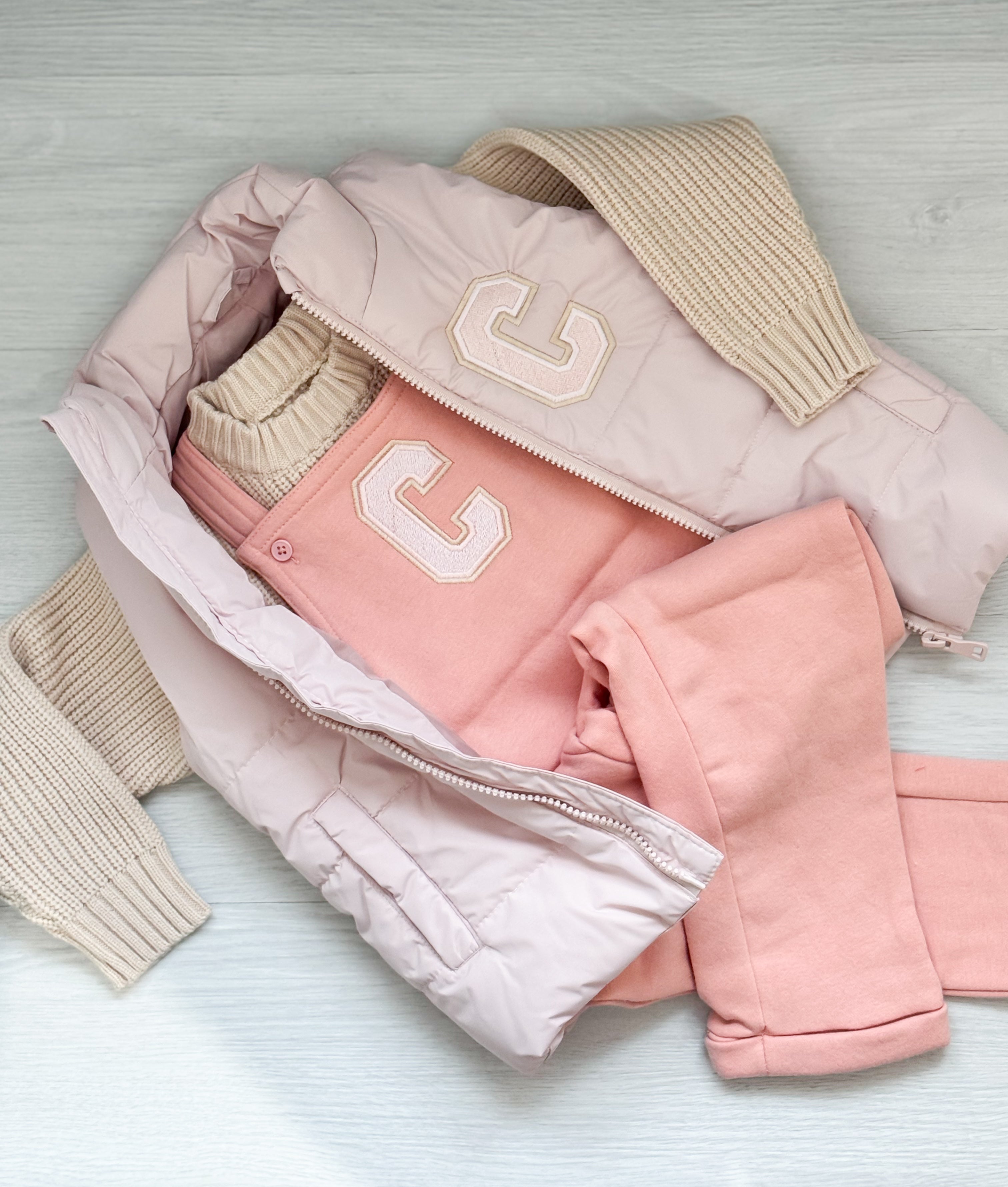 Gilet, dungs and knit jumper set