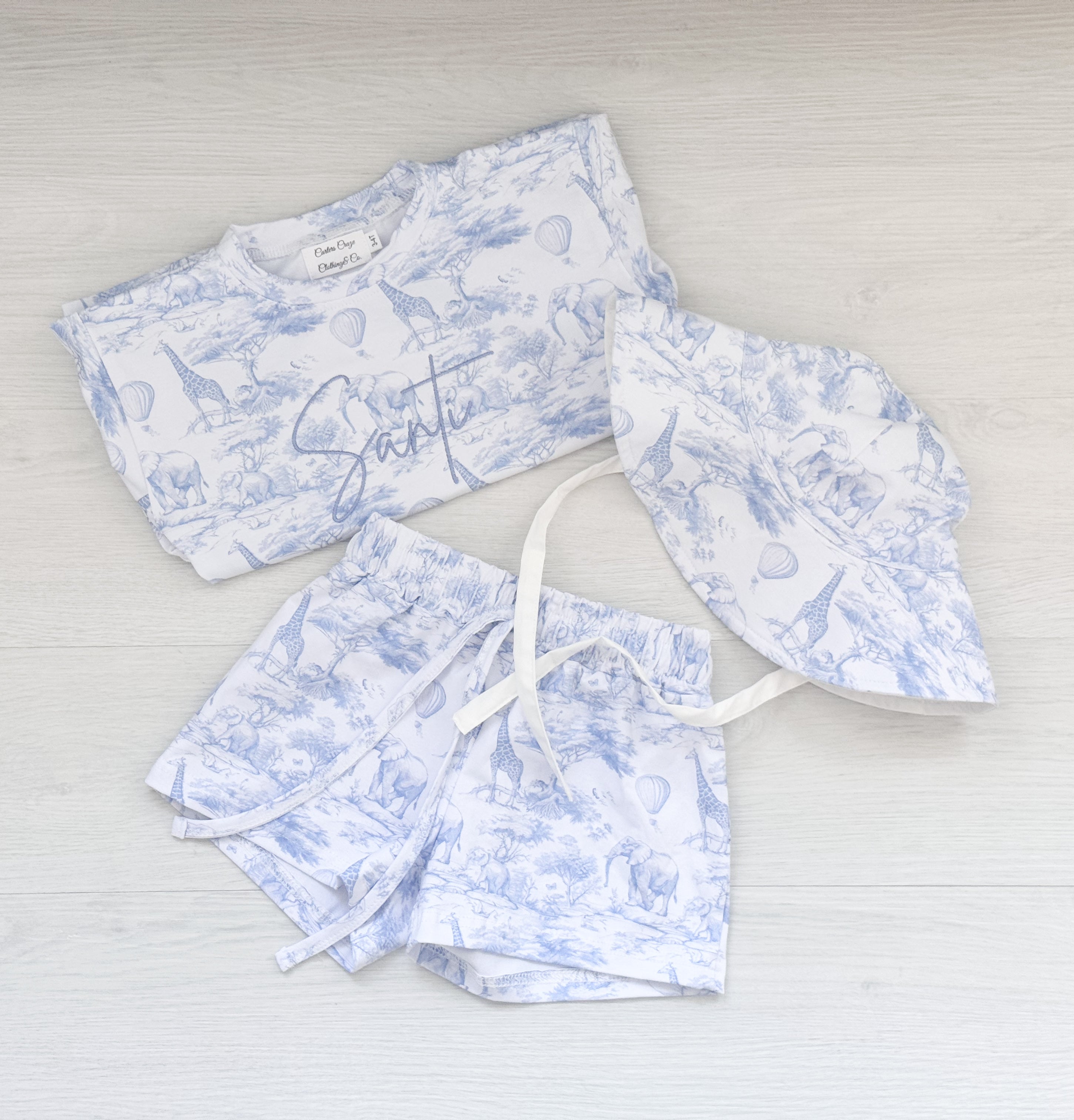 Blue safari shorts set