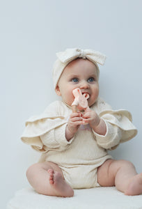 Frill sleeve romper and bow head band