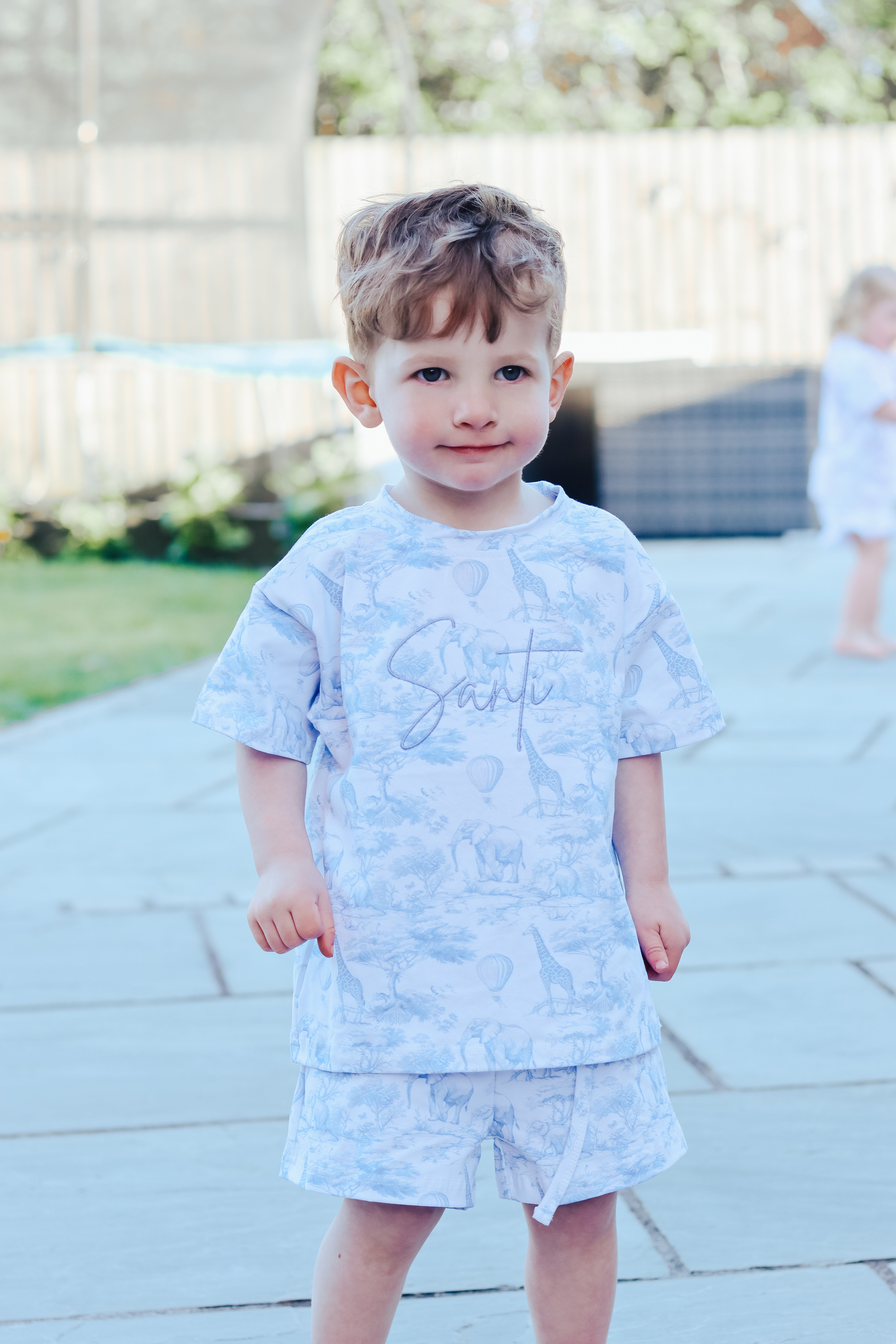 Blue safari shorts set