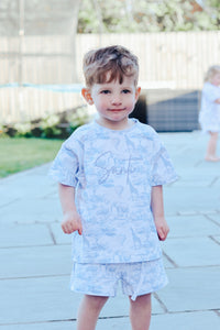 Blue safari shorts set