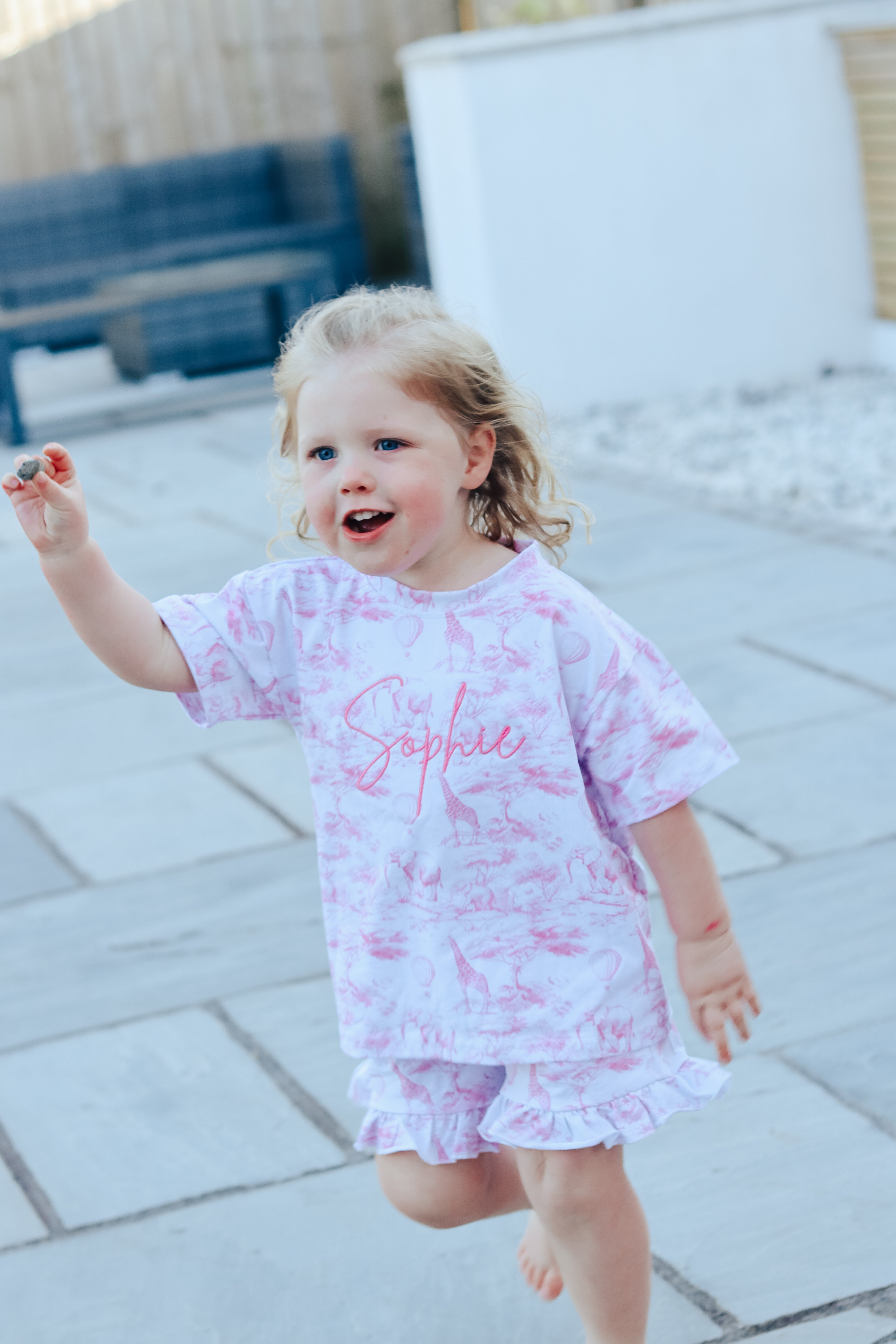 Pink Frill safari shorts set