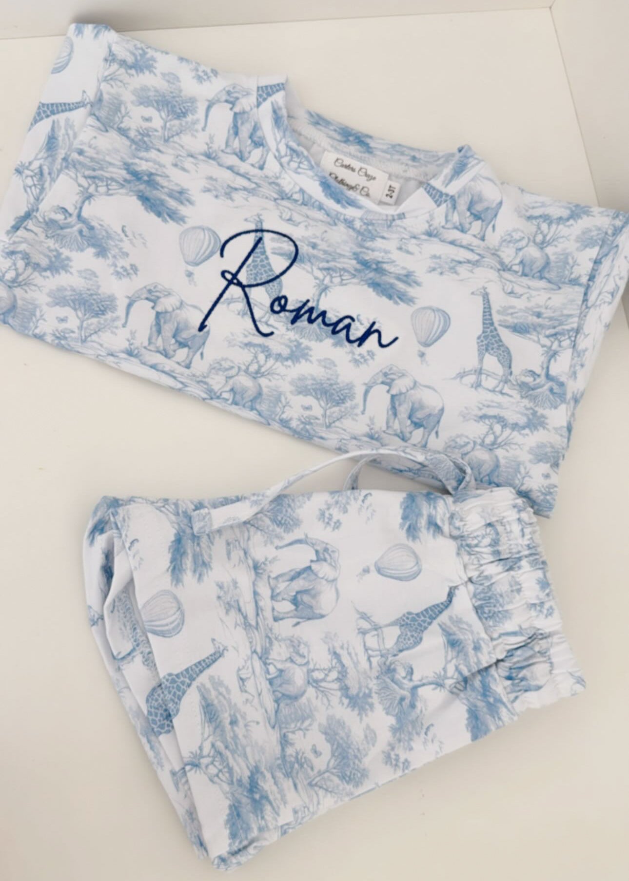 Blue safari shorts set