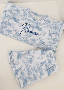 Blue safari shorts set
